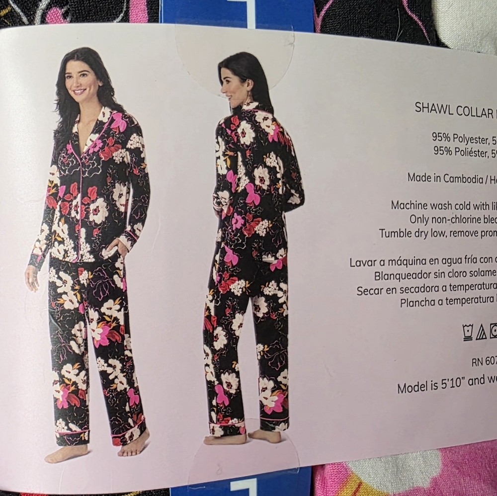 NEW Room Service Floral Black Pajama Set - Picture 4 of 6